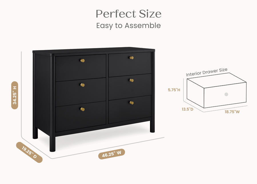 Midnight Grey (1360) 5-Brooks 6 Drawer Dresser with Interlocking Drawers
