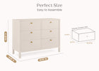 Soft Beige (1560) 34-Brooks 6 Drawer Dresser with Interlocking Drawers