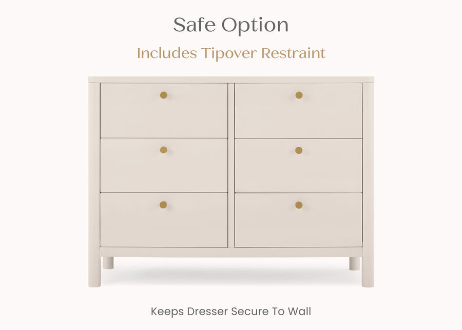 Soft Beige (1560) 37-Brooks 6 Drawer Dresser with Interlocking Drawers