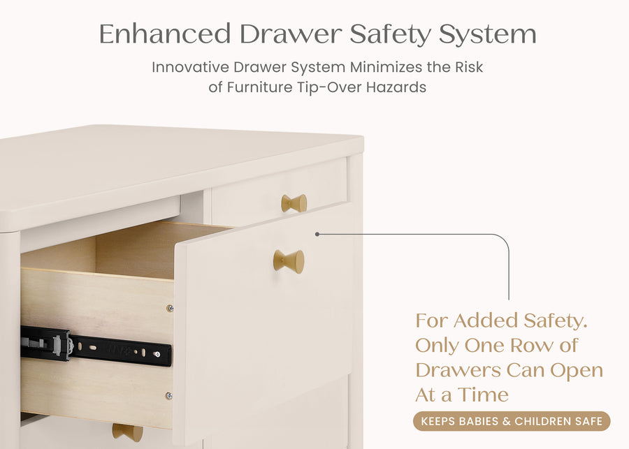 Soft Beige (1560) 35-Brooks 6 Drawer Dresser with Interlocking Drawers