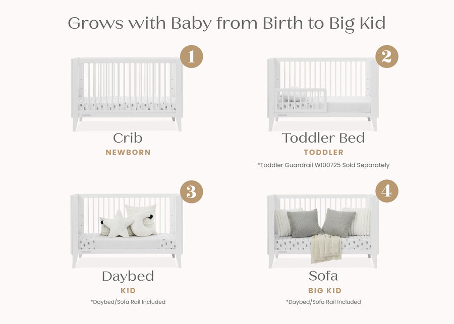 Bianca White (130) 3-Ollie 4-in-1 Convertible Crib
