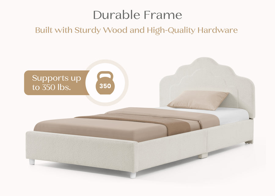 Pearl Boucle (1578) 4-Margot Upholstered Twin Bed