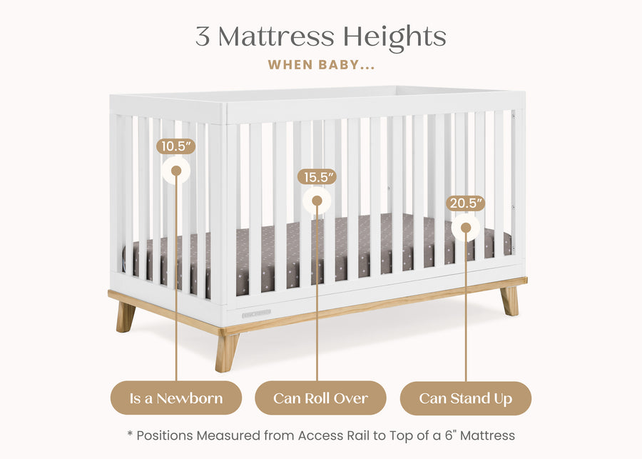 Bianca White with Natural (123) 22-Frankie 4-in-1 Convertible Crib