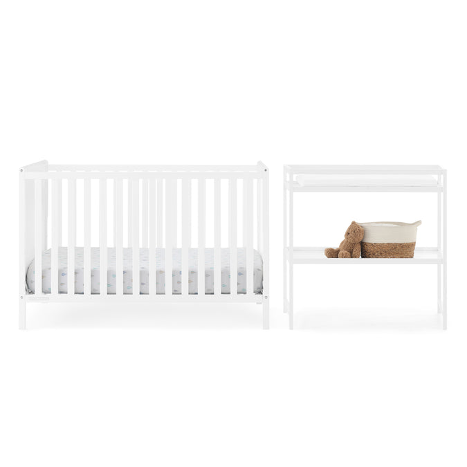 DCB: Bianca White (130) 9-Ruby 6-in-1 Convertible Crib & Changing Table 2-Piece Set