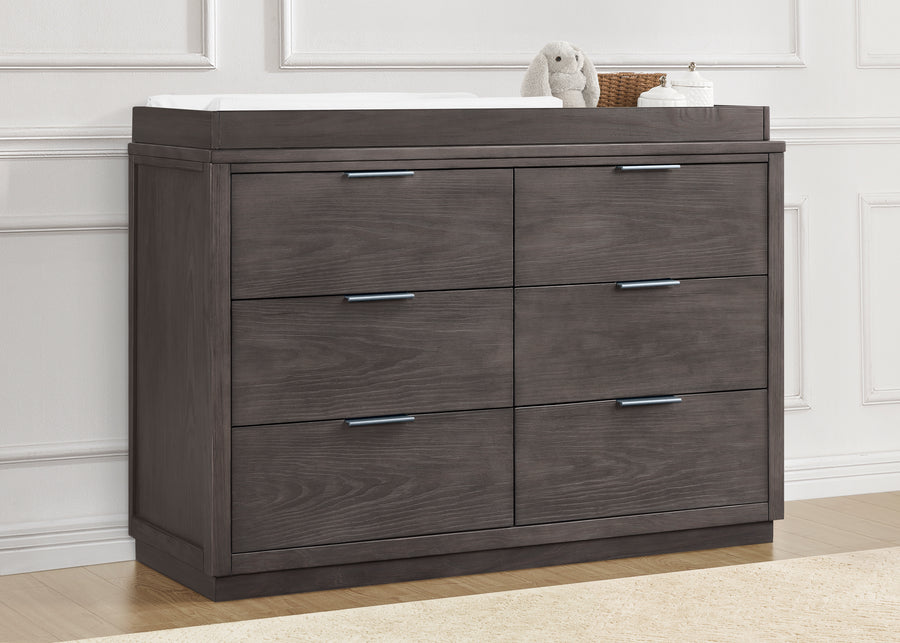 Rustic Grey (084) 10-Forever 6 Drawer Dresser with Changing Top and Interlocking Drawers - Naturals Collection