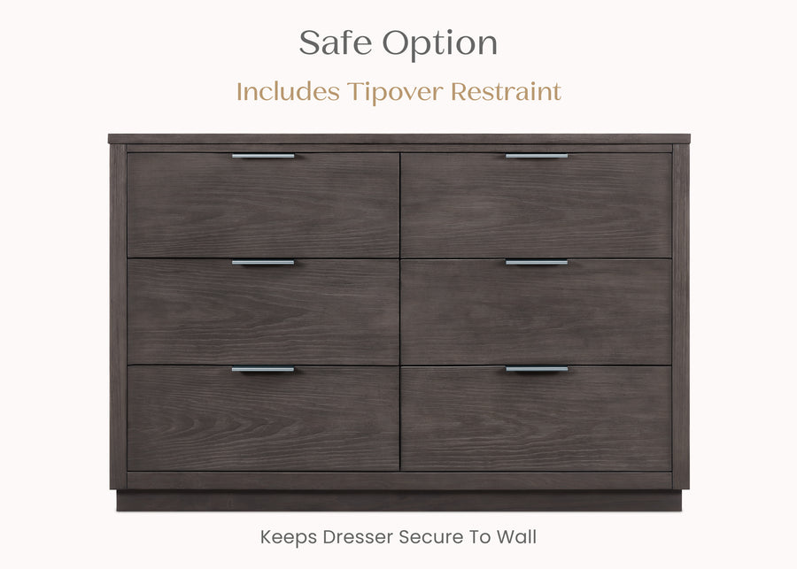 Rustic Grey (084) 32-Forever 6 Drawer Dresser with Interlocking Drawers - Naturals Collection