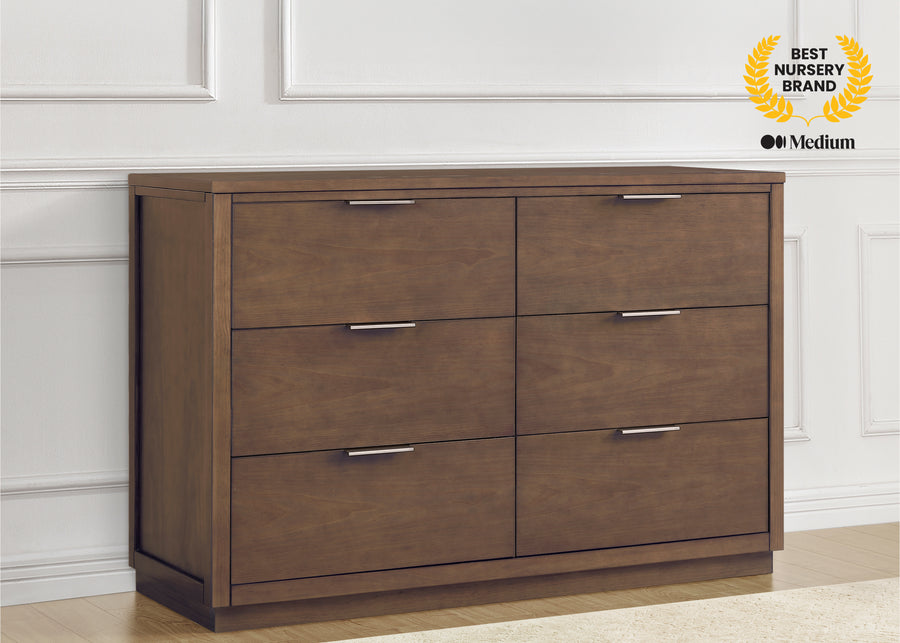 Teak Brown (1526) 15-Forever 6 Drawer Dresser with Interlocking Drawers - Naturals Collection
