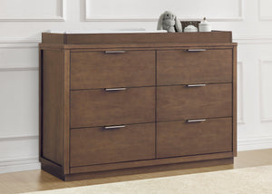 Teak Brown (1526) 10-Forever 6 Drawer Dresser with Changing Top and Interlocking Drawers - Naturals Collection