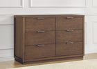 Teak Brown (1526) 1-Forever 6 Drawer Dresser with Changing Top and Interlocking Drawers - Naturals Collection
