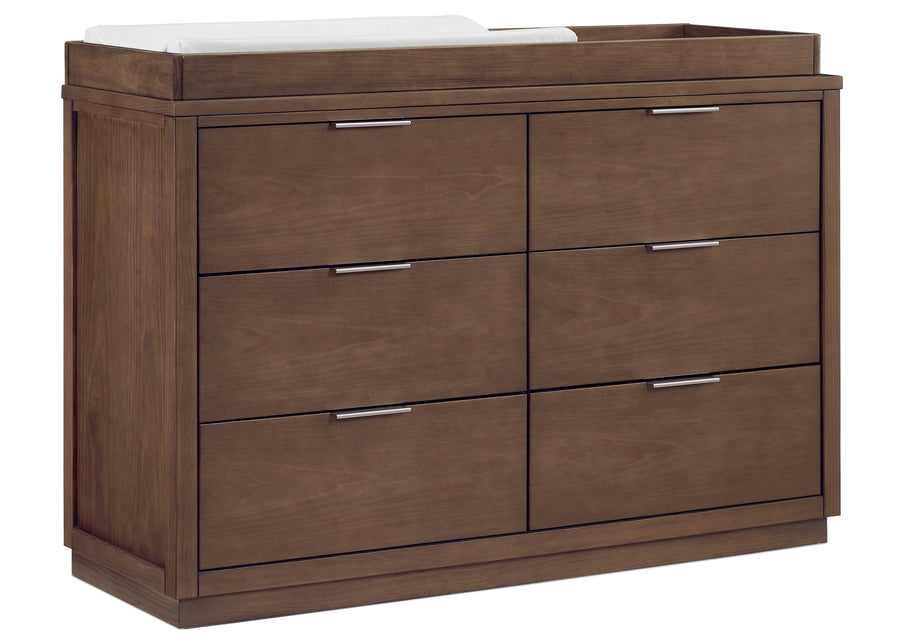 Teak Brown (1526) 6-Forever 6 Drawer Dresser with Changing Top and Interlocking Drawers - Naturals Collection