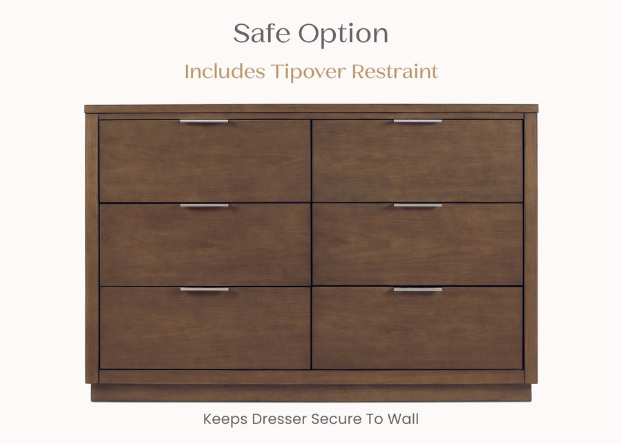 Teak Brown (1526) 19-Forever 6 Drawer Dresser with Interlocking Drawers - Naturals Collection