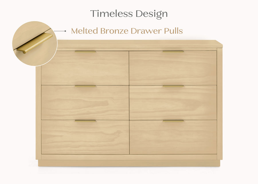 Natural Sandstone (1544) 47-Forever 6 Drawer Dresser with Interlocking Drawers - Naturals Collection