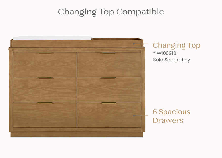 Acorn (755) 3-Forever 6 Drawer Dresser with Interlocking Drawers - Naturals Collection