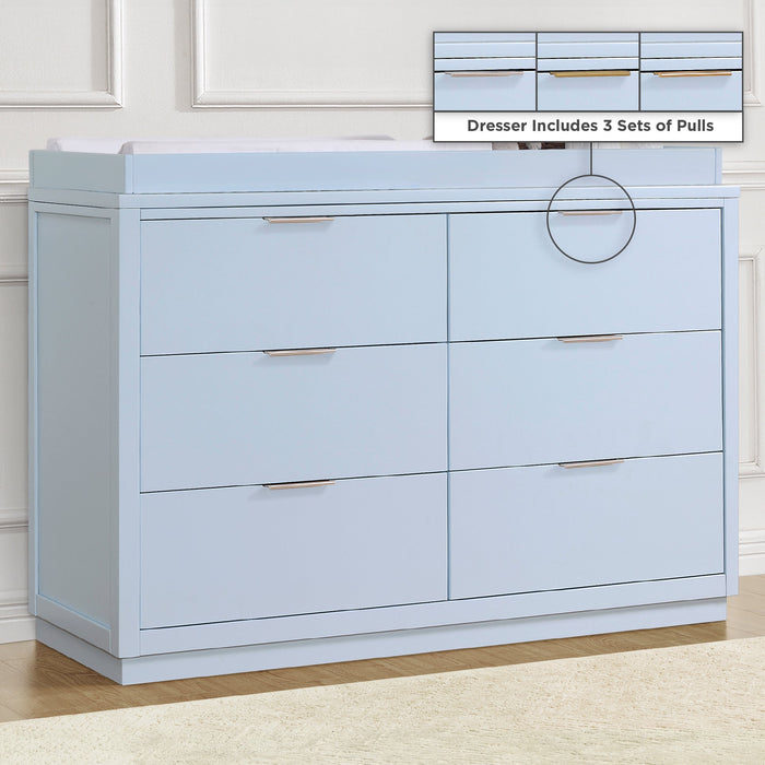 W201660 1528 Forever 6Dr Dresser Cloud Blue lifestyle 101 0-Forever 6 Drawer Dresser with Changing Top and Interlocking Drawers - Classic Collection
