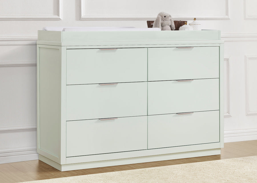 Light Sage (389) 10-Forever 6 Drawer Dresser with Changing Top and Interlocking Drawers - Classic Collection