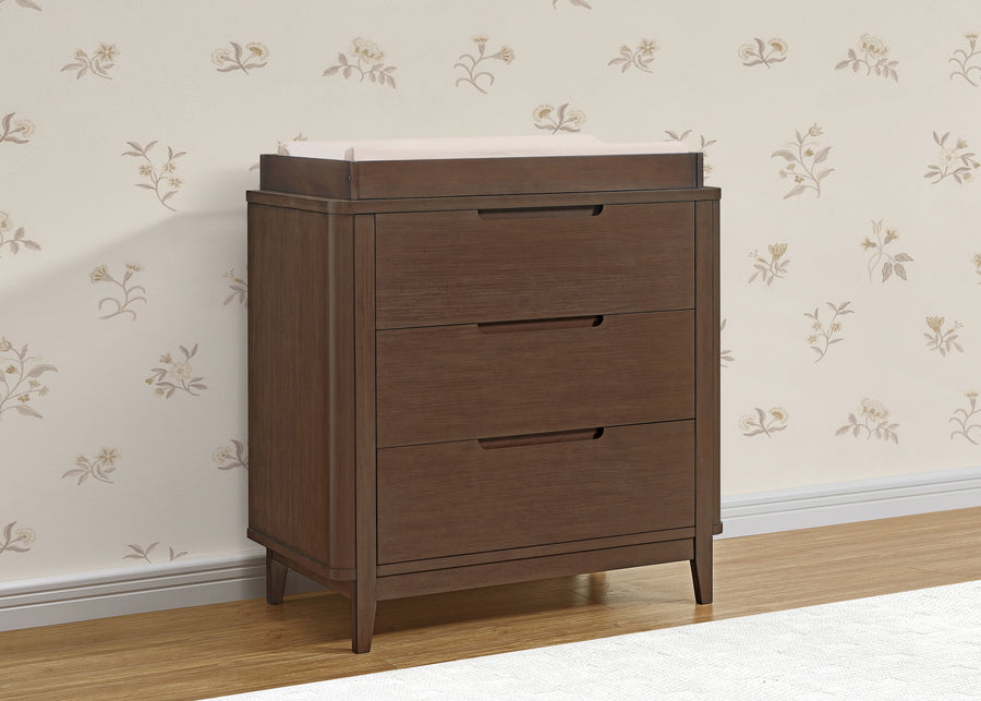 Teak Brown (1526) 13-Noah 3 Drawer Dresser with Changing Top and Interlocking Drawers