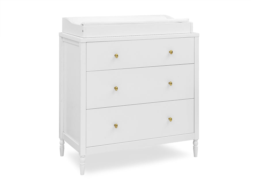 Bianca White (130) 17-Serena 3 Drawer Dresser with Changing Top and Interlocking Drawers