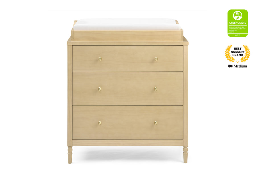 Natural Sandstone (1544) 9-Serena 3 Drawer Dresser with Changing Top and Interlocking Drawers