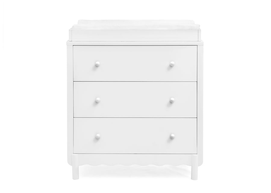 Bianca White (130) 6-William 3 Drawer Dresser with Changing Top and Interlocking Drawers