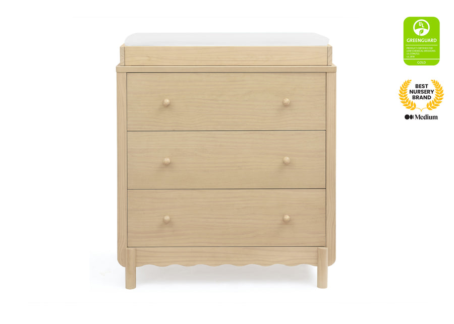 Natural Sandstone (1544) 9-William 3 Drawer Dresser with Changing Top and Interlocking Drawers