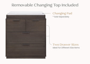 Rustic Grey (084) 53-Forever 4 Drawer Dresser with Changing Top and Interlocking Drawers - Naturals Collection