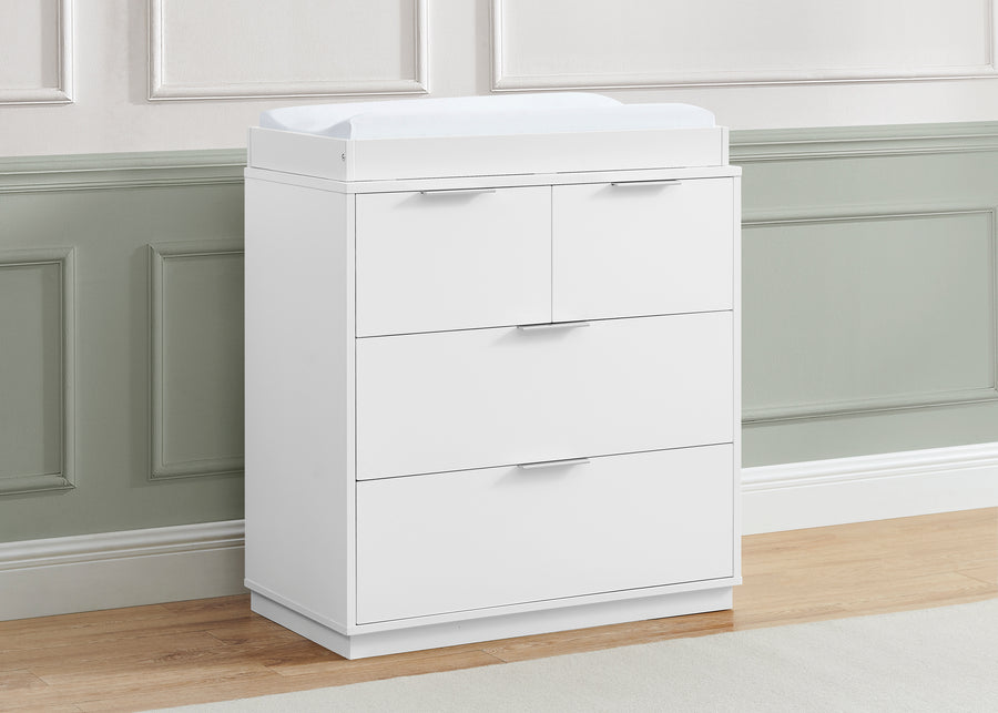 Bianca White (130) 94-Forever 4 Drawer Dresser with Changing Top and Interlocking Drawers - Naturals Collection