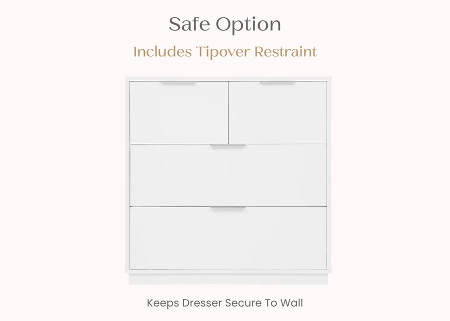 Bianca White (130) 100-Forever 4 Drawer Dresser with Changing Top and Interlocking Drawers - Naturals Collection