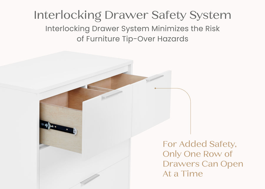 Bianca White (130) 99-Forever 4 Drawer Dresser with Changing Top and Interlocking Drawers - Naturals Collection