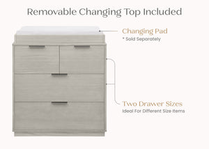 Rustic Mist (1373) 67-Forever 4 Drawer Dresser with Changing Top and Interlocking Drawers - Naturals Collection