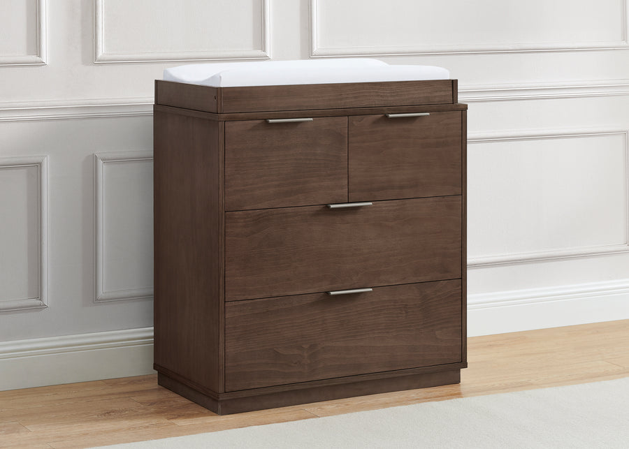 Teak Brown (1526) 18-Forever 4 Drawer Dresser with Changing Top and Interlocking Drawers - Naturals Collection