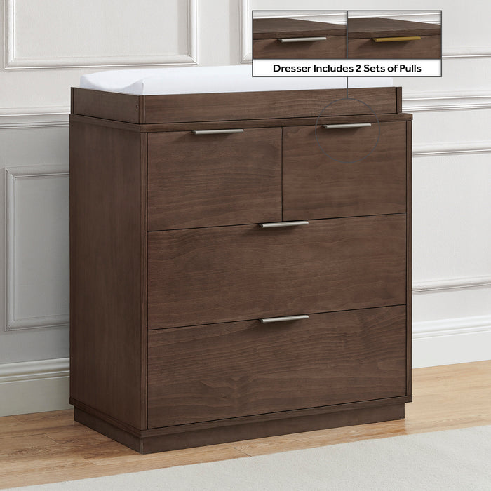 W205040 1526 Forever 4Dr Dresser Teak Brown Lifestyle 101 2-Forever 4 Drawer Dresser with Changing Top and Interlocking Drawers - Naturals Collection