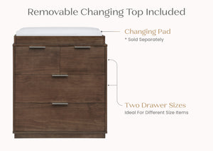 Teak Brown (1526) 8-Forever 4 Drawer Dresser with Changing Top and Interlocking Drawers - Naturals Collection