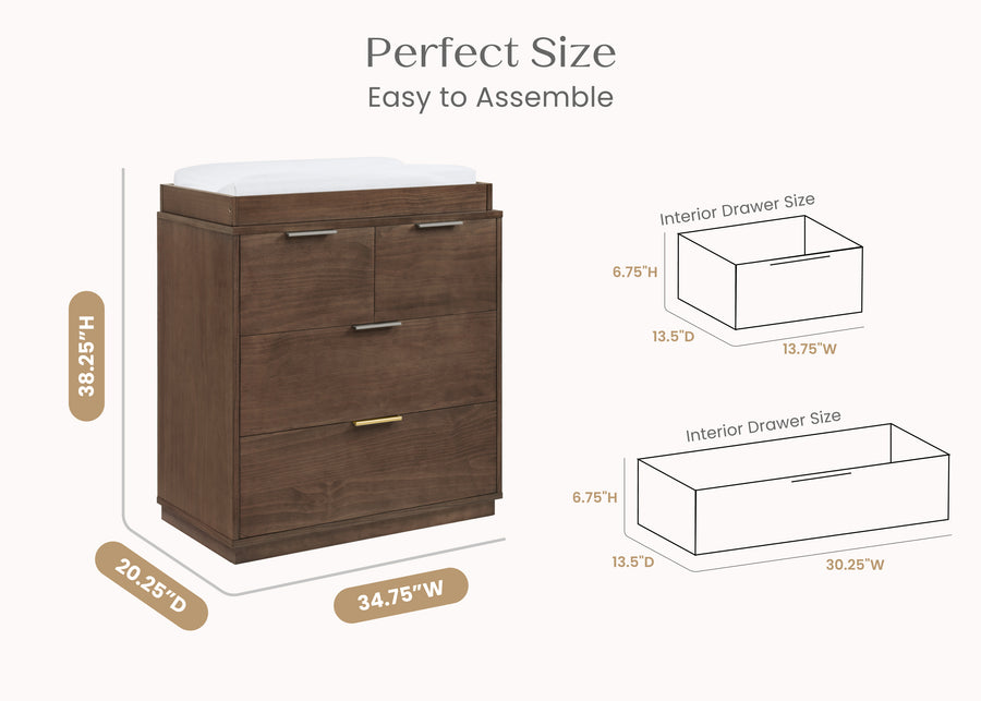 Teak Brown (1526) 22-Forever 4 Drawer Dresser with Changing Top and Interlocking Drawers - Naturals Collection