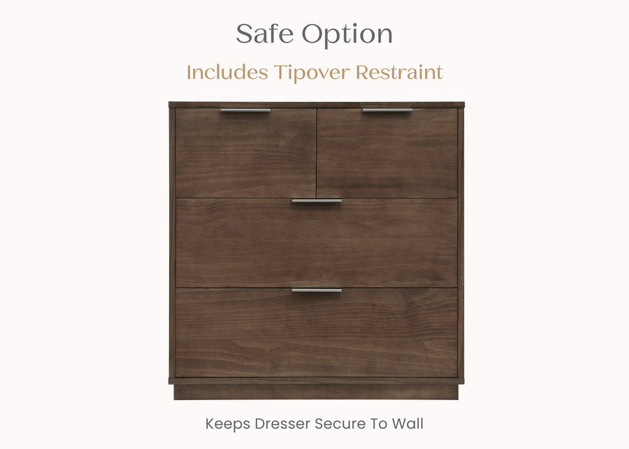 Teak Brown (1526) 24-Forever 4 Drawer Dresser with Changing Top and Interlocking Drawers - Naturals Collection