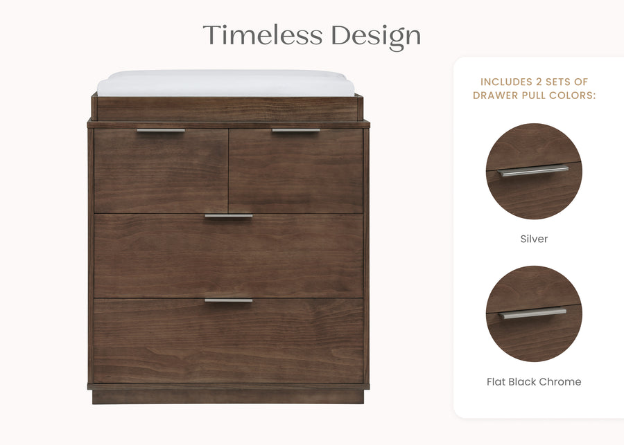 Teak Brown (1526) 25-Forever 4 Drawer Dresser with Changing Top and Interlocking Drawers - Naturals Collection