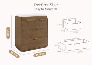 Aged Oak (845) 83-Forever 4 Drawer Dresser with Changing Top and Interlocking Drawers - Naturals Collection