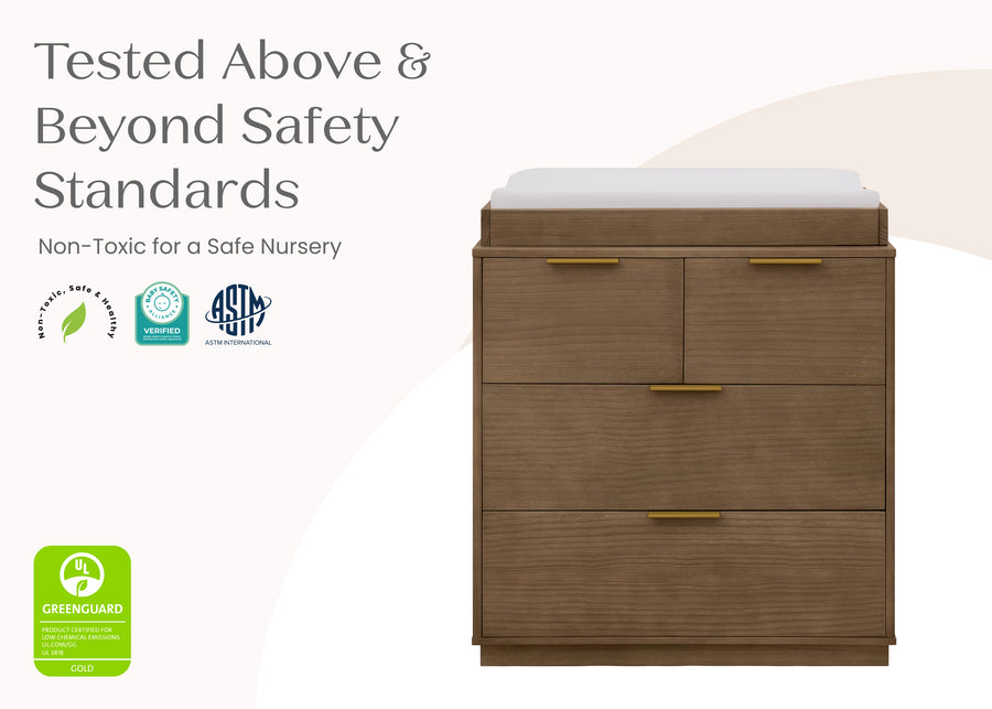 Aged Oak (845) 87-Forever 4 Drawer Dresser with Changing Top and Interlocking Drawers - Naturals Collection