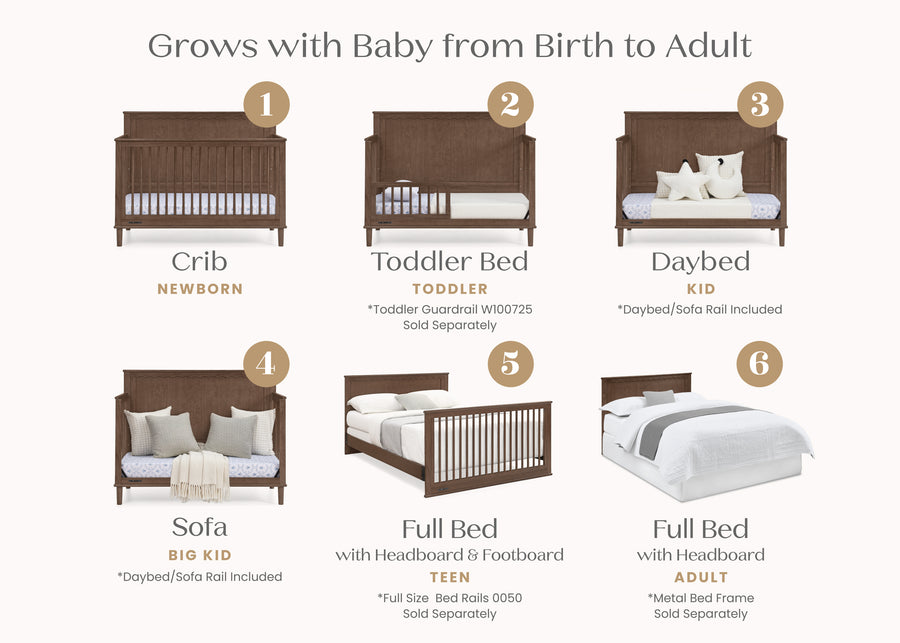 Teak Brown (1526) 19-Penelope 6-in-1 Convertible Crib