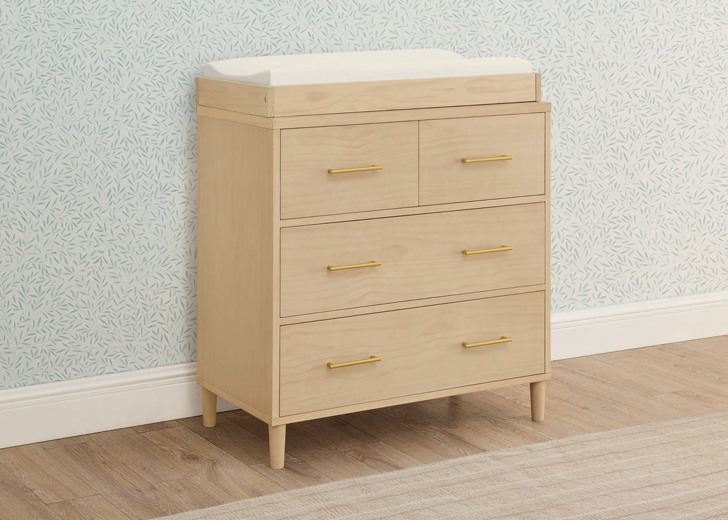 Classic 4 Drawer Dresser with Changing Top and Interlocking DrawersNatural Sandstone (1544)