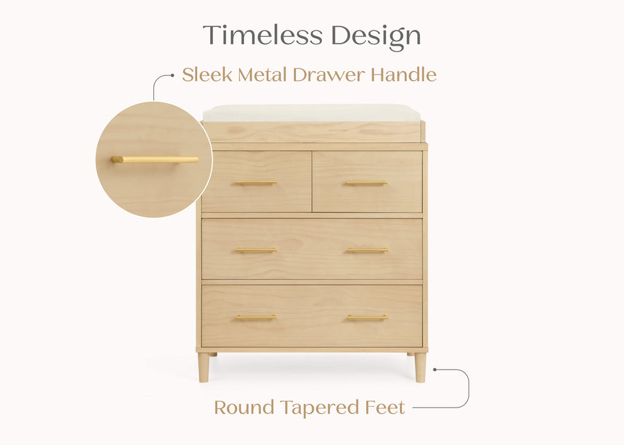 Natural Sandstone (1544) 56-Classic 4 Drawer Dresser with Changing Top and Interlocking Drawers