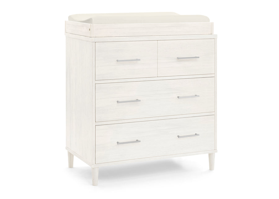 Antique White (1545) 75-Classic 4 Drawer Dresser with Changing Top and Interlocking Drawers