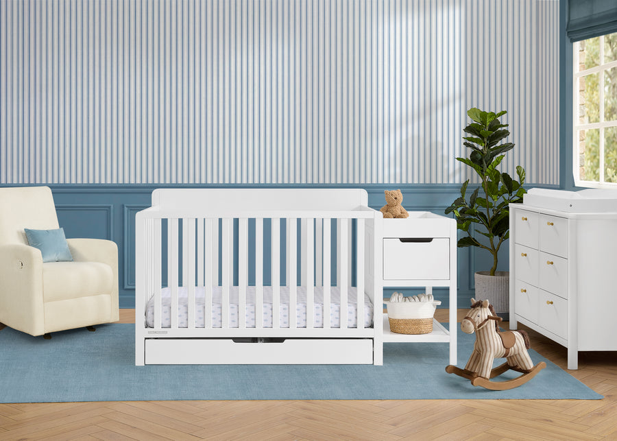 Bianca White (130) 31-Maya 5-in-1 Convertible Crib and Changer with Storage