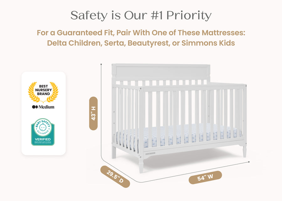 Bianca White (130) 7-Elliot 6-in-1 Convertible Crib