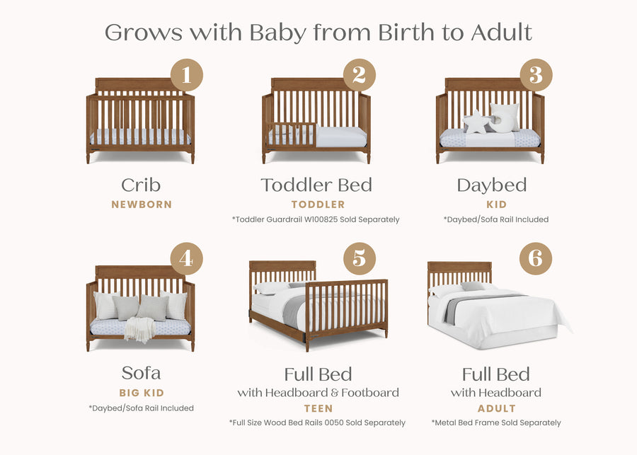 Chestnut (836) 21-Elliot 6-in-1 Convertible Crib