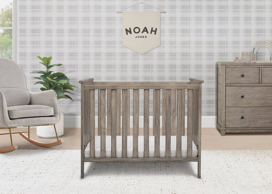 Rustic White (119) 5-Monterey Mini Crib with Mattress