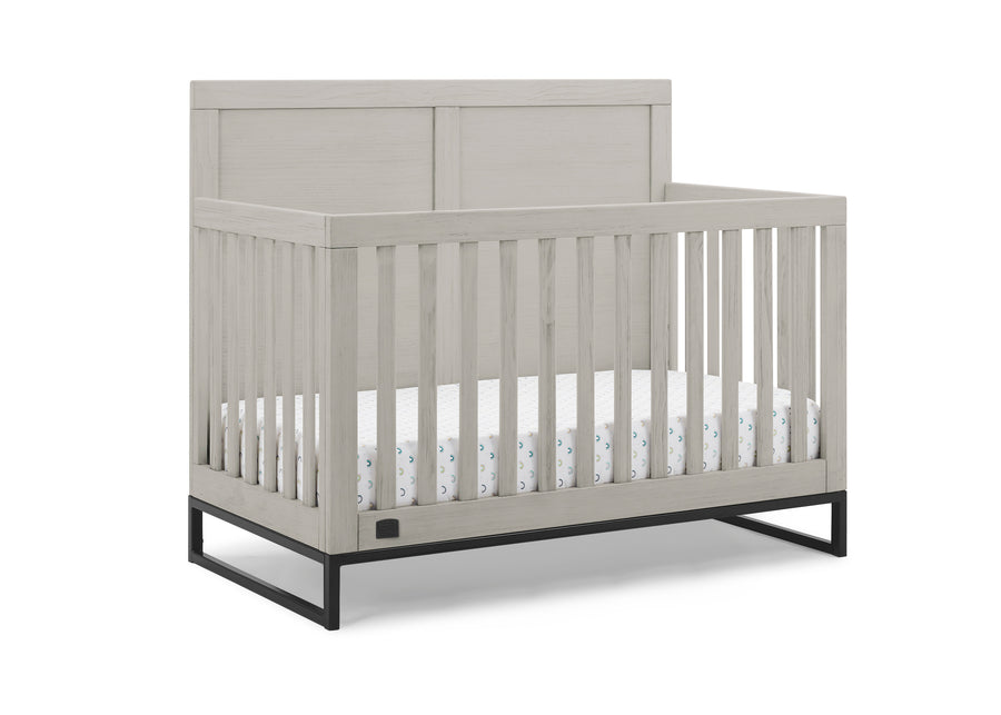 Gray crib with white mattress on a white background 30-Foundry 6-in-1 Convertible Crib