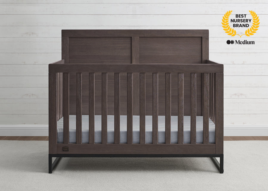 Rustic Grey with Matte Black (1469) 2-Foundry 6-in-1 Convertible Crib