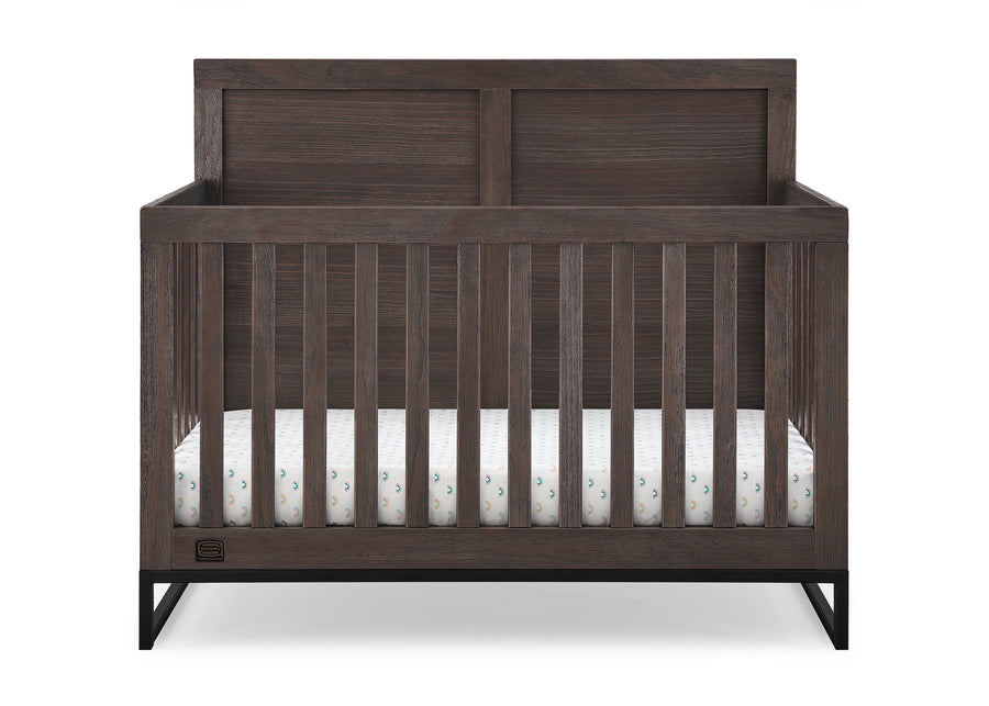 Rustic Grey with Matte Black (1469) 9-Foundry 6-in-1 Convertible Crib
