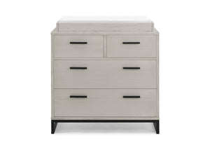 Rustic Mist with Matte Black (1395) 8-Foundry 4 Drawer Dresser with Changing Top and Interlocking Drawers