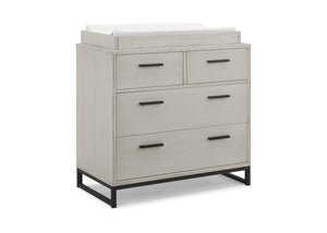 Rustic Mist with Matte Black (1395) 9-Foundry 4 Drawer Dresser with Changing Top and Interlocking Drawers